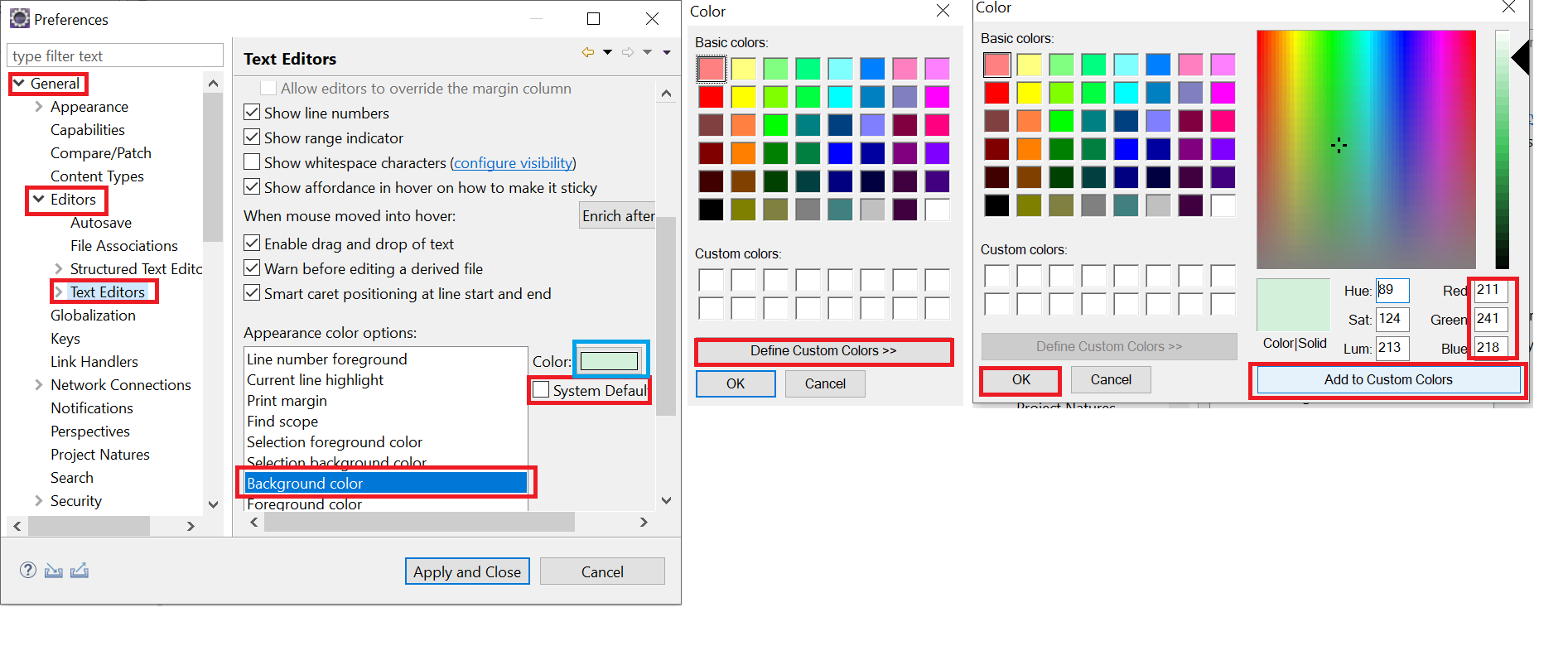 Eclipse settings backgroud