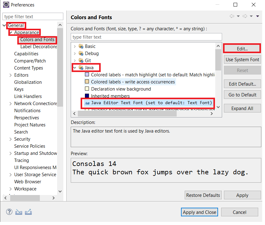 Eclipse settings font2